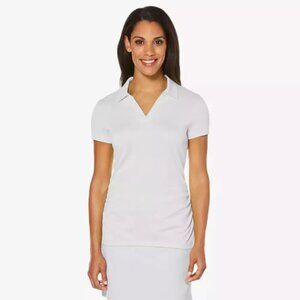 NWT PGA Tour Airflux Women's Golf Polo Shirt Collared Size Large White LPGA